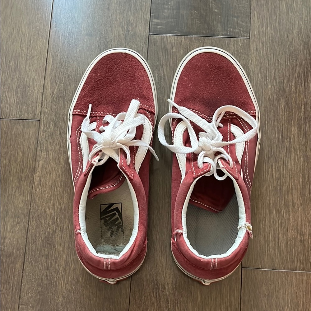 Vans Burgundy Suede Sneakers with White Accents